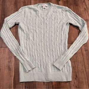Vineyard‎ Vines Womens Blue Crewneck Cashmere Wool Sweater Cable Knit